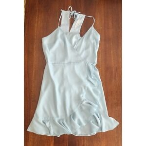 Lovers‎ + Friends Gigi Blue Ruffle Tie Back Wrap Dress Sz XS